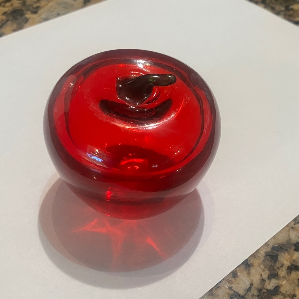 Red Glass Apple Decorative Paperweight - Home Art